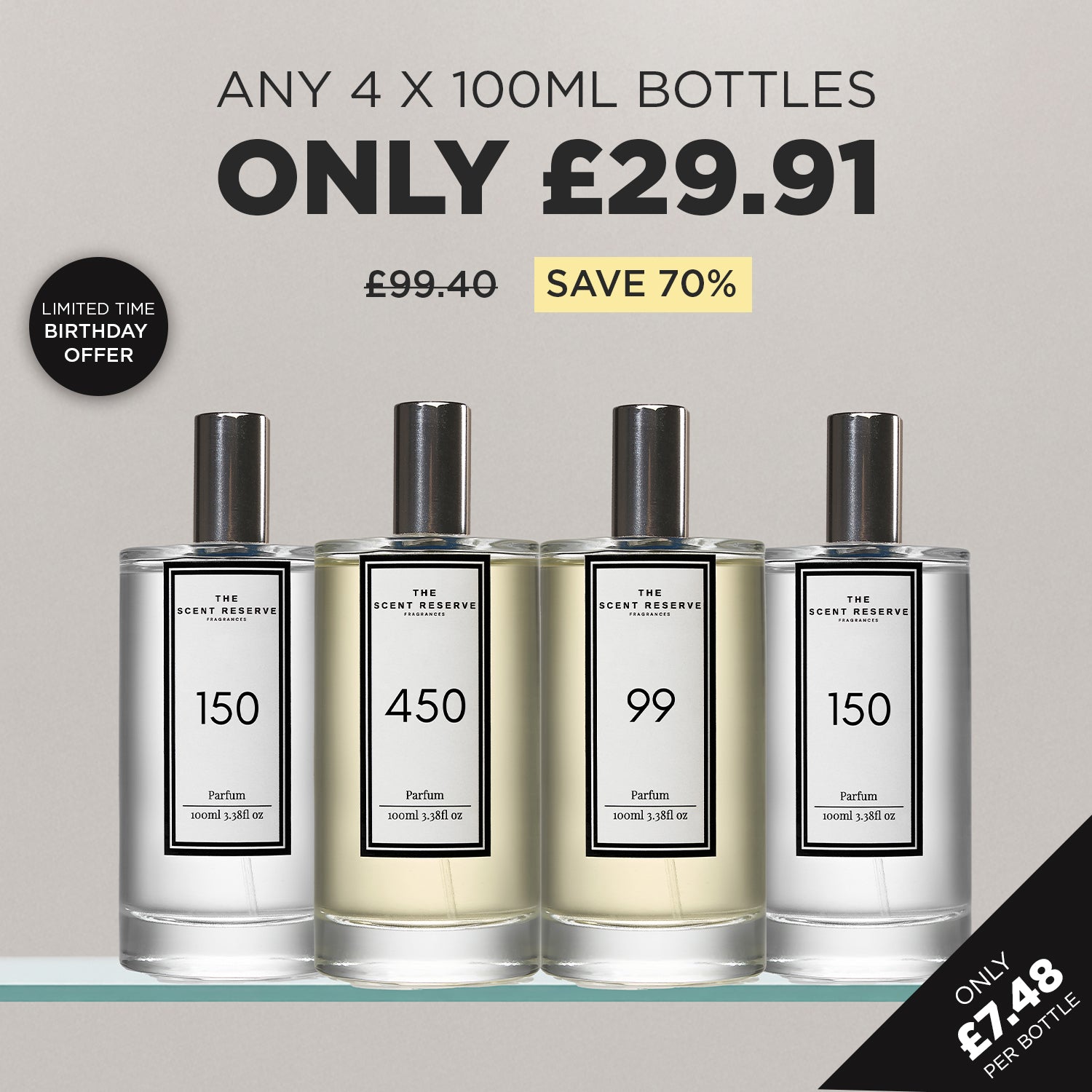 4 x 100ml Perfume Bottles
